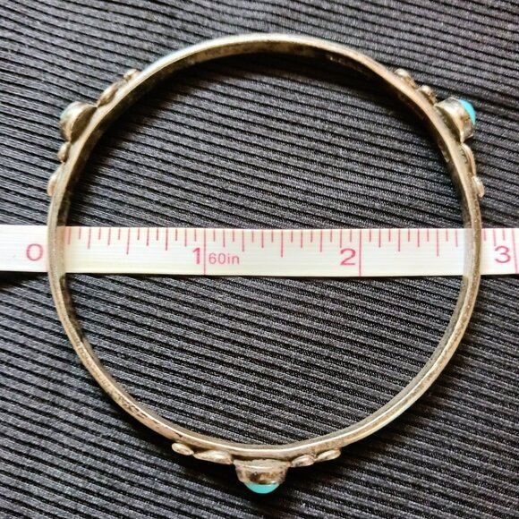 Vintage Turquoise & Sterling Silver Bangle - Picture 3 of 3